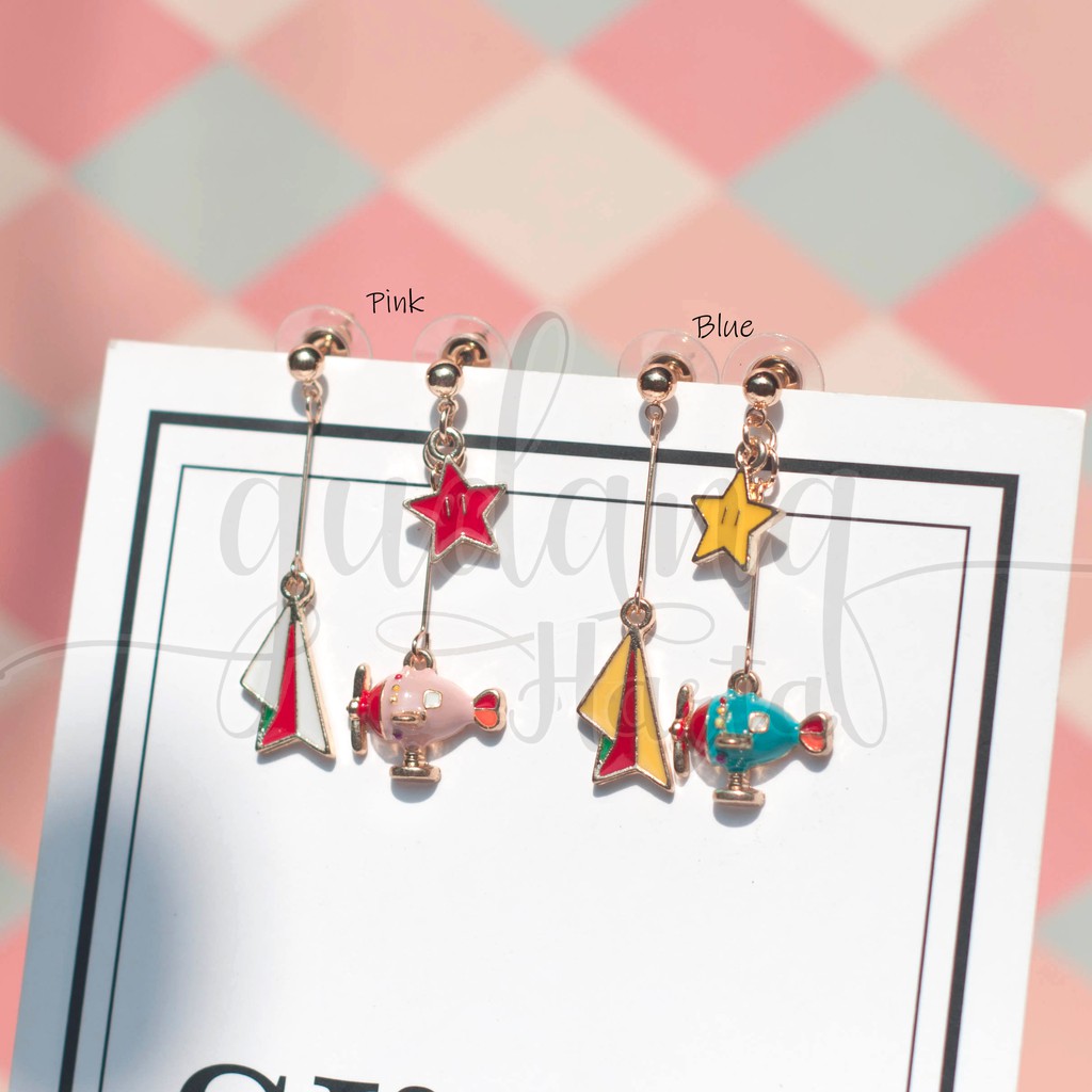 Anting Stud Air Balloon and Paper Plane Unik GH 203768