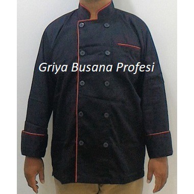 JUMBO Baju Chef / Baju Koki Hitam Lengan Panjang Size XXL