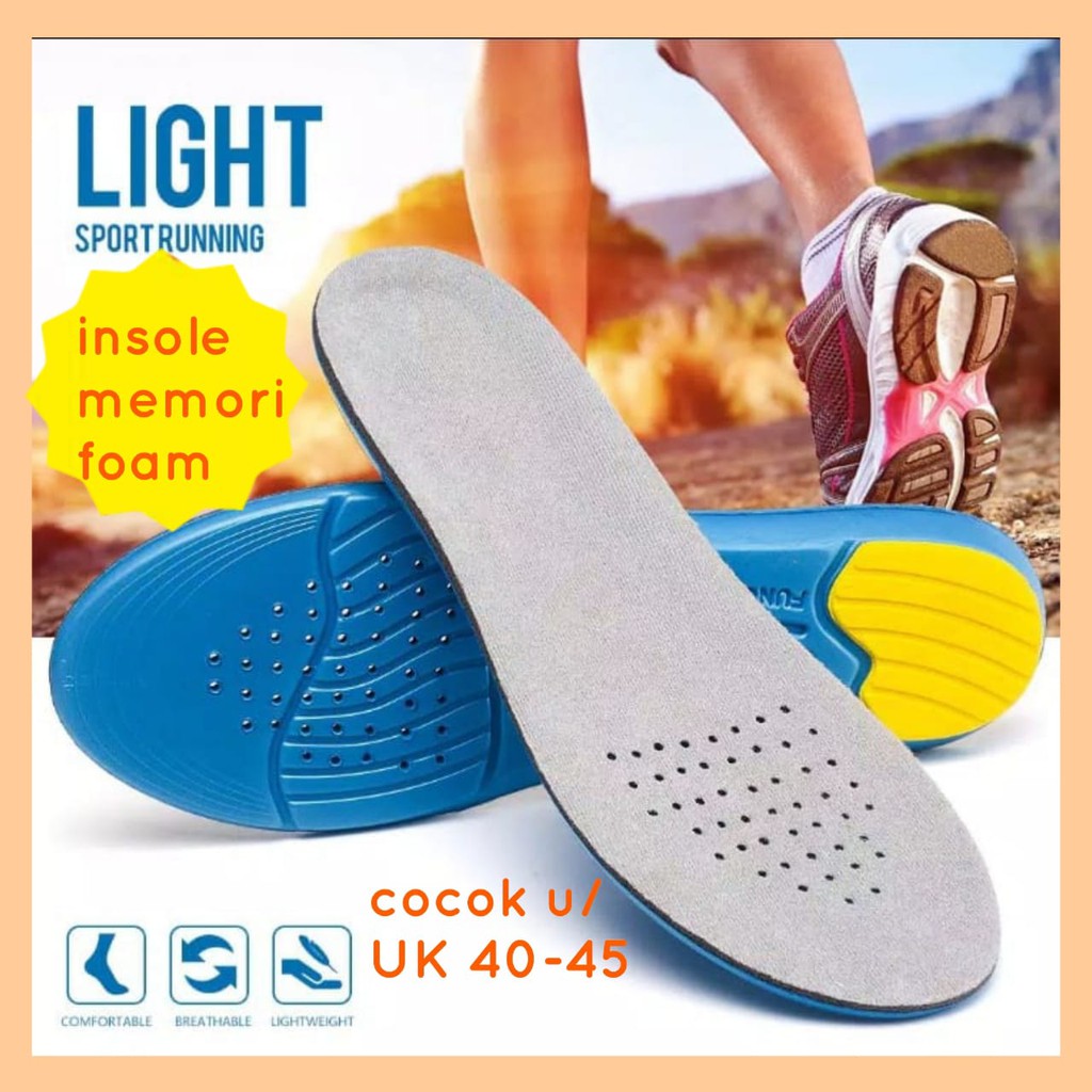 1 Pasang Insole Memory Foam Premium / Running Sport Insole High Quality / Alas Sepatu Empuk