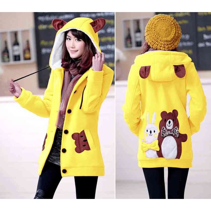 [Jaket Funny Kuning LO] jaket wanita babyterry kuning