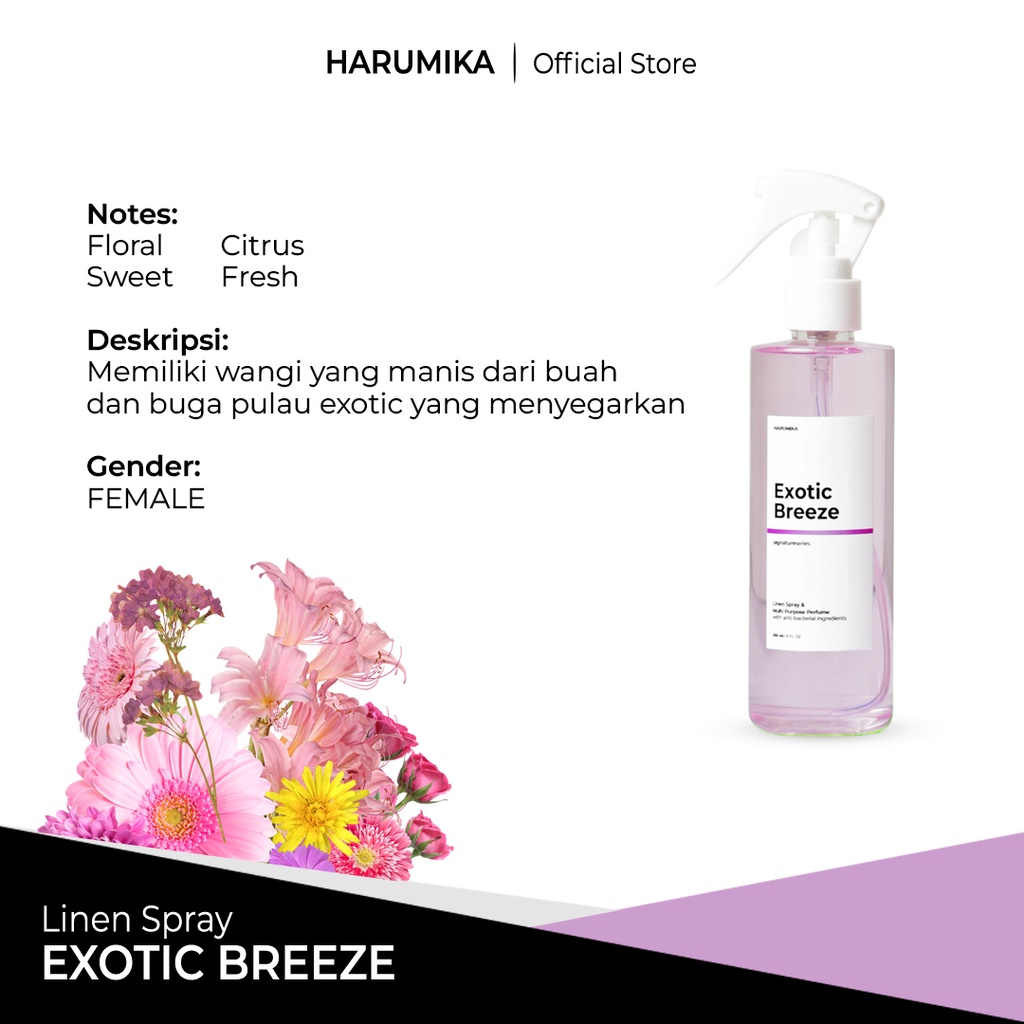 HARUMIKA EXOTIC BREEZE 250 ml LINEN SPRAY ANTI BACTERIAL