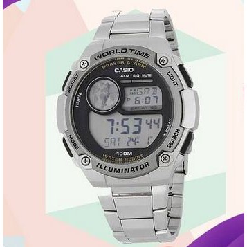 [ PROMO ] Jam Tangan Pria Casio Islamic Prayer Alarm CPA-100D-1A Water Resist Stainless Steel Origin