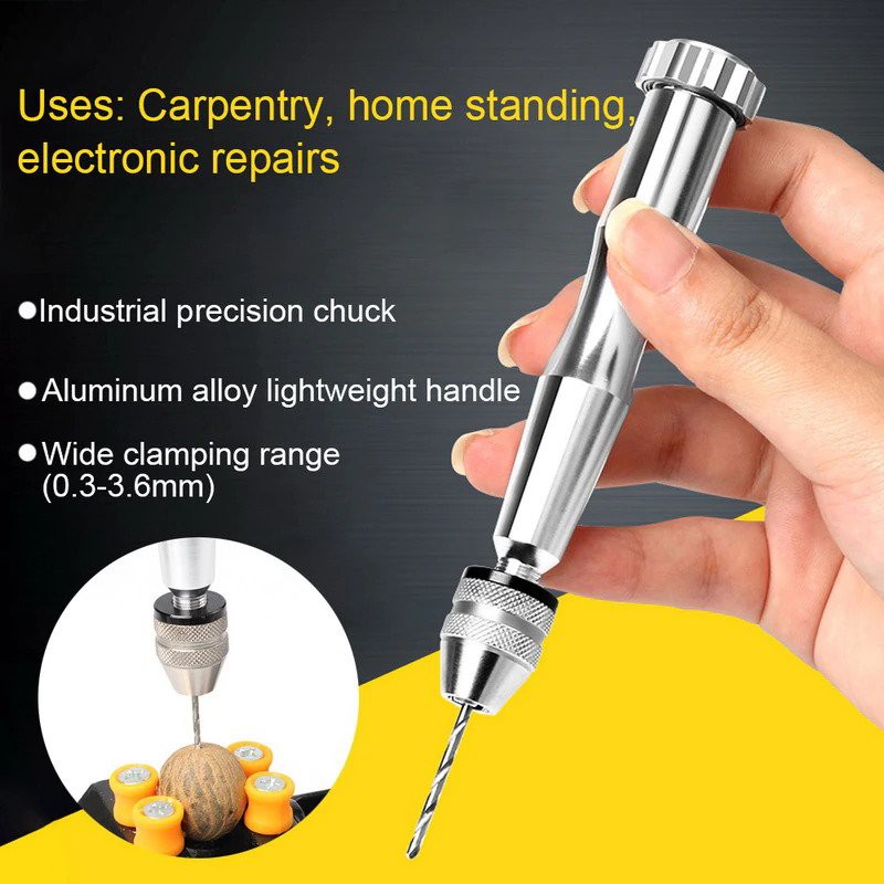 [ORIGINAL 100%] Bor Tangan Manual Mini Chuck 0.3-3.5 dilampisi nickel plating anti karat