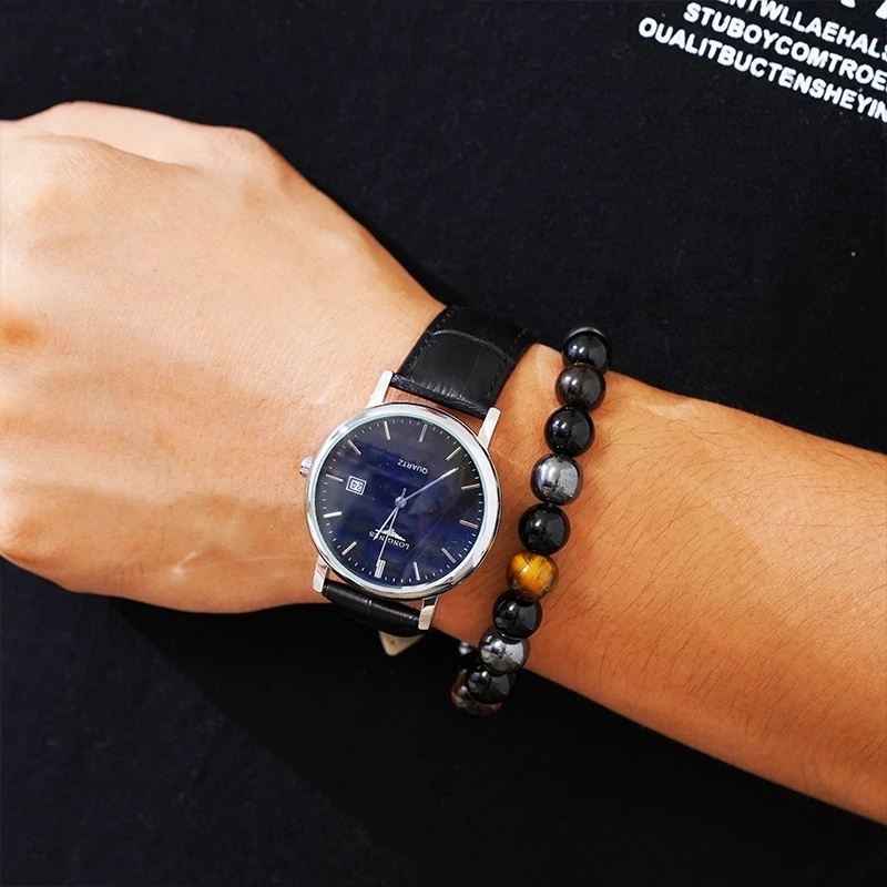 1gaya Retro Laki-Laki Tiger Eye Hematite Bead Gelang Perawatan Kesehatan Magnet Pelangsing Gelang