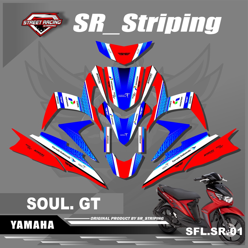 Decal Full Body MIO SOUL GT - Sticker Decal MIO SOUL GT Motif Mandalika. SR.01