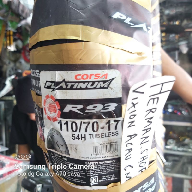 Ban Corsa Platinum R93 110/70-17 / Ban Corsa R93 110/70-17/ Ban Corsa Platinum 110/70-17 R93