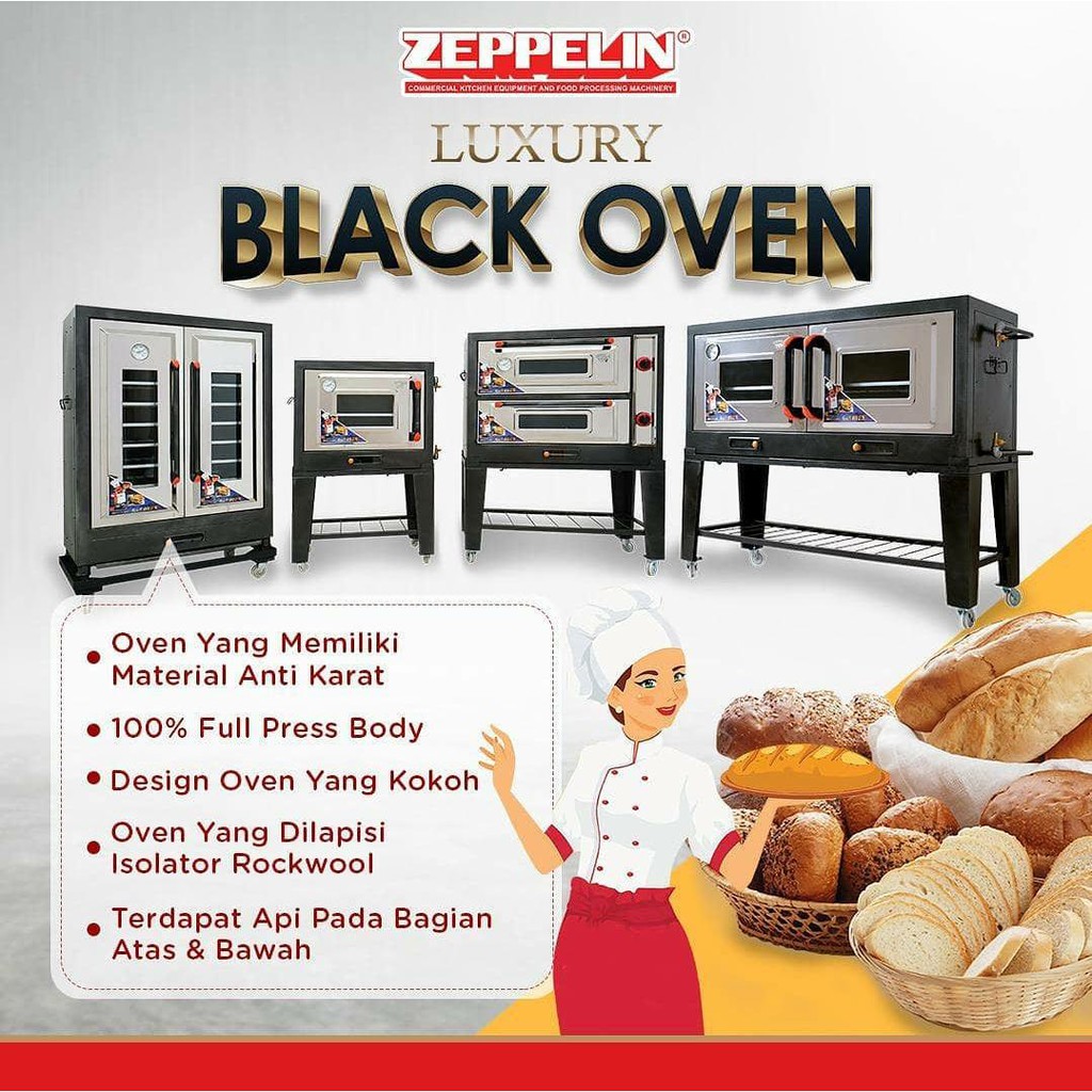 BLACK GAS OVEN ZEPPELIN 75cm ( BLACK OVEN GAS ZEPPELIN)