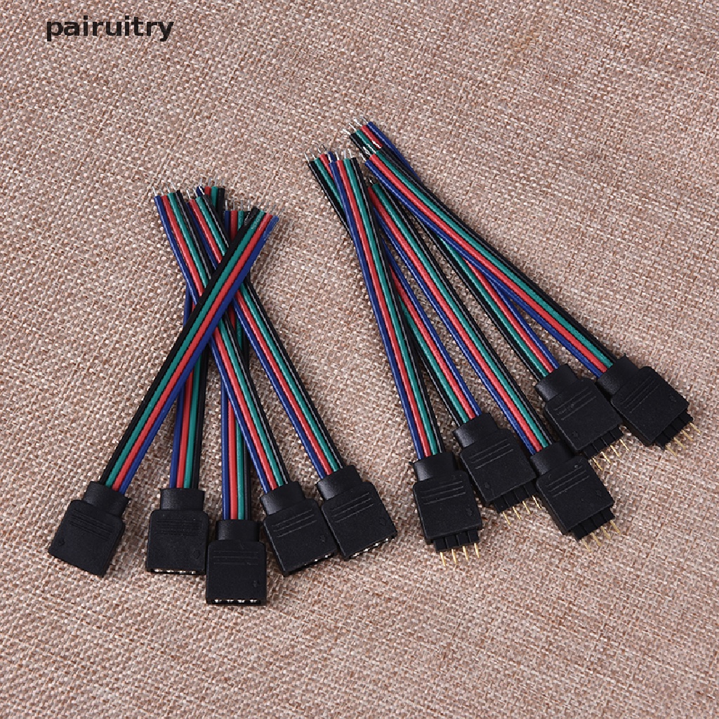 Prt 10Pcs Kabel Konektor 4 Pin Male + Female Untuk Lampu Strip LED 3528 5050 PRT