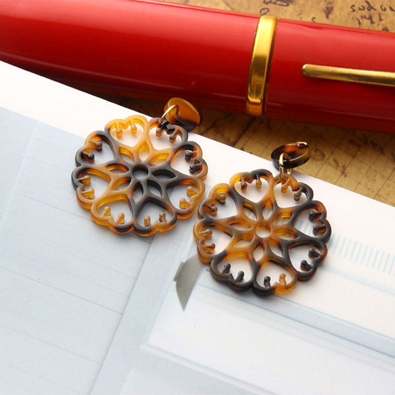 SIY  2018 Acetate Earrings Floral Chinese Style Hollow Geometric Women Jewelry Ethnic