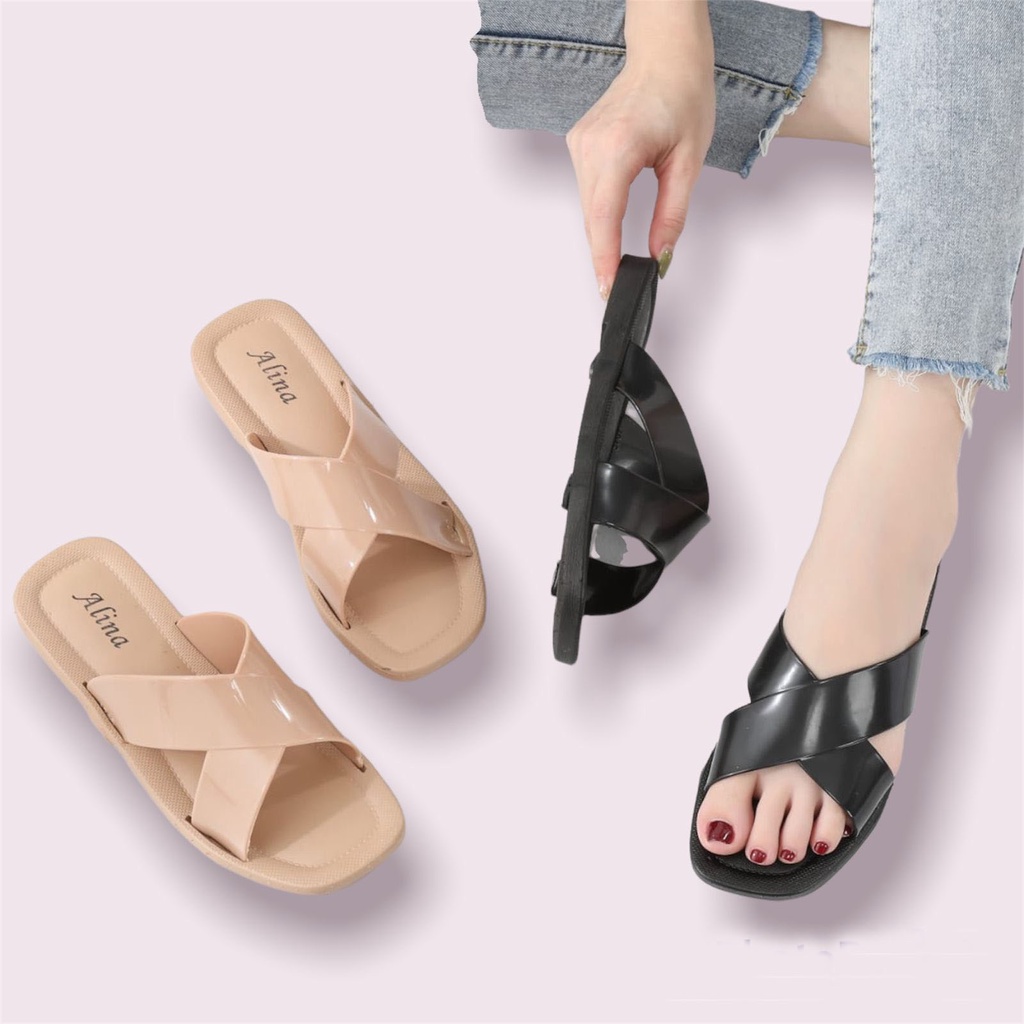 Sendal Teplek Jelly Alina 1246/Sendal Flat