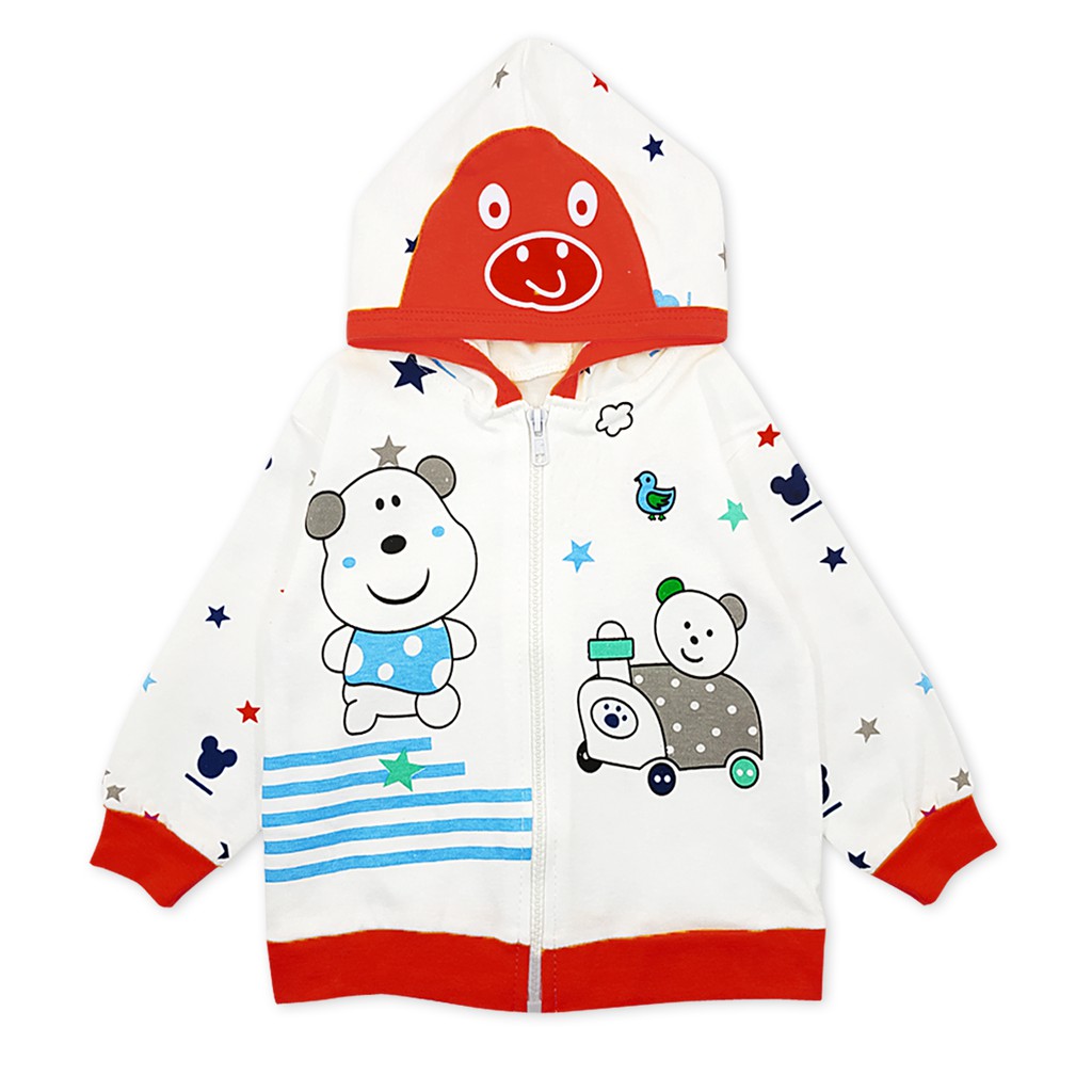 Wakakids Jaket Bayi Anak Laki Laki dan Perempuan Unisex Usia 6 - 12 Bulan Motif Star Bear 3753-4