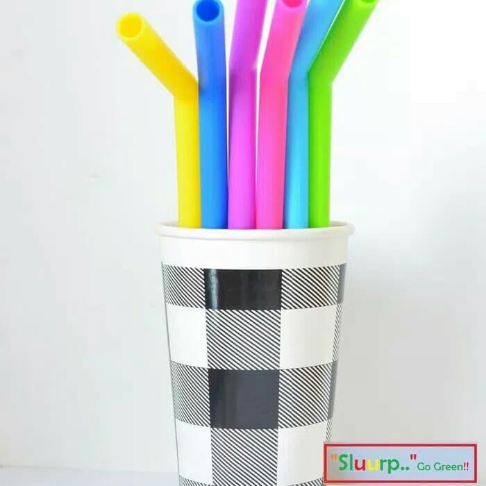 Sedotan silikon tekuk Silicone straw food grade