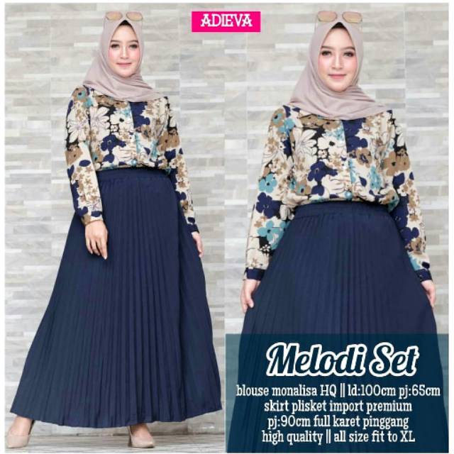 Set Monalisa Andara Navy Rok Navy