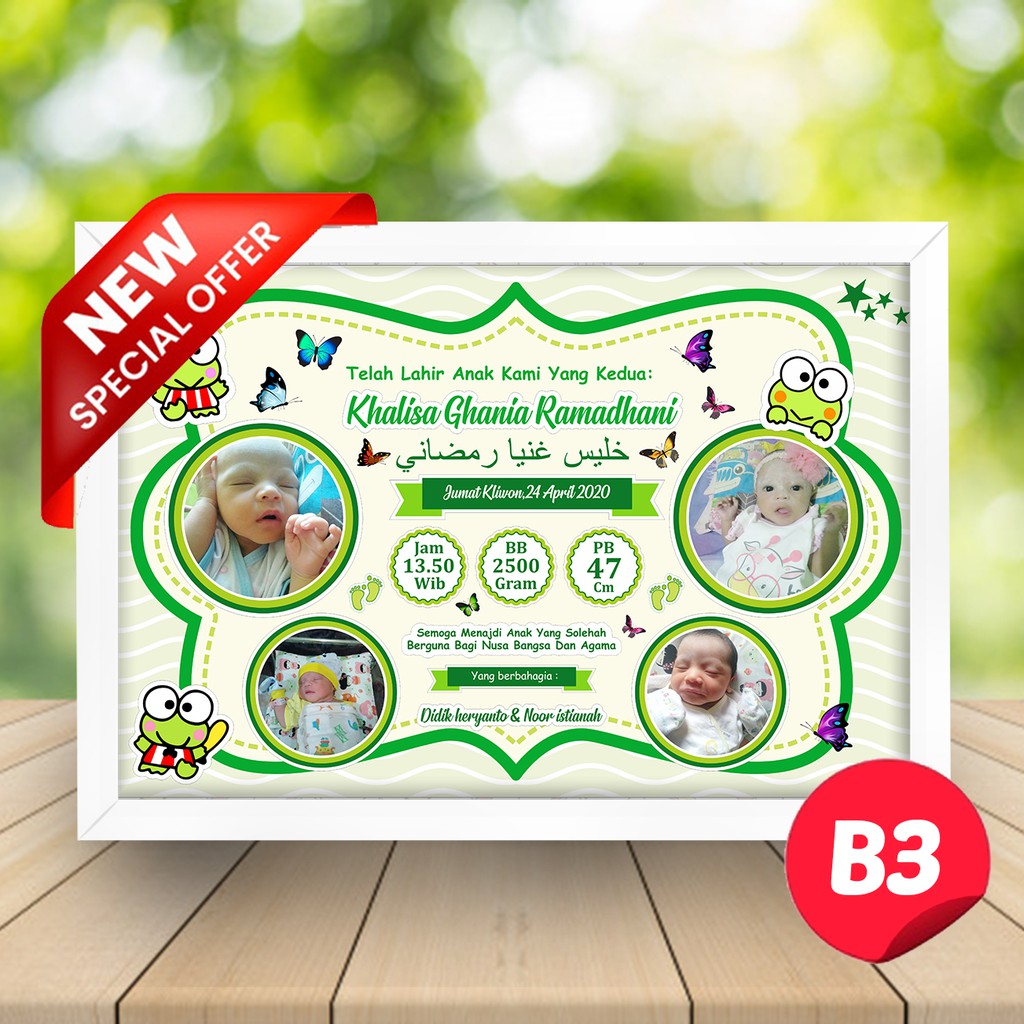 Frame Biodata Bayi Custom Biodata anak/ kado kelahiran bayi