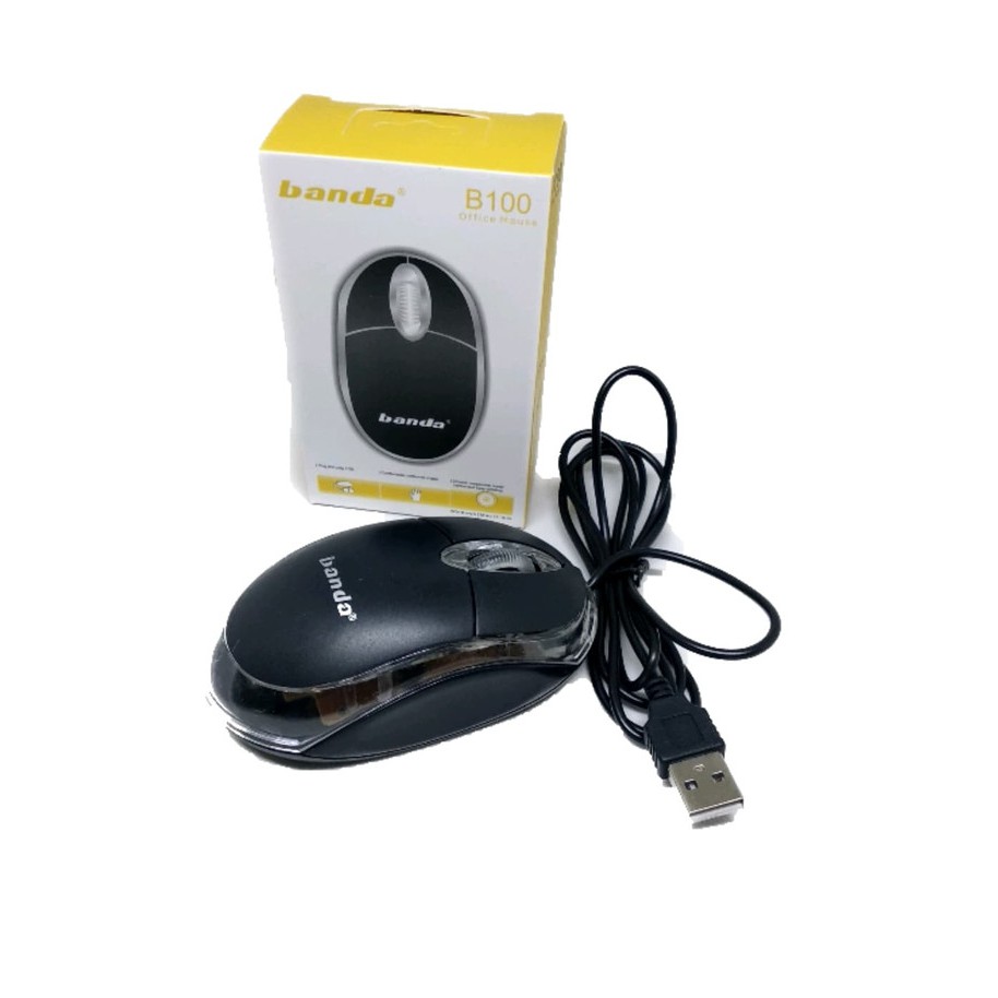 B100 Mouse USB Kabel Banda dengan Lampu - Warna Random