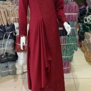  Dijamin RealPict Gamis Mafaza Brokat  TilLe Bordir  Maxi 
