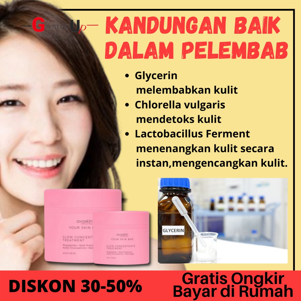 Pelembab Wajah Penghillang  Kerutan Wajah Avoskin YSB Glow Concentrate Polypeptide + Microbiome + A. Glucosamine Perawatan  Wajah