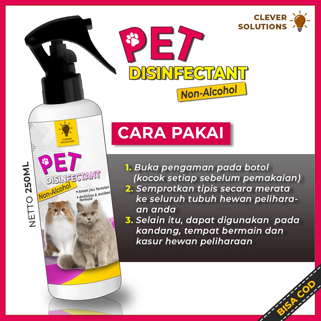 Disinfektan Kucing Anabul PET DISINFECTANT Free Alcohol Anti Virus Bakteri dan Kuman Aman Terjilat