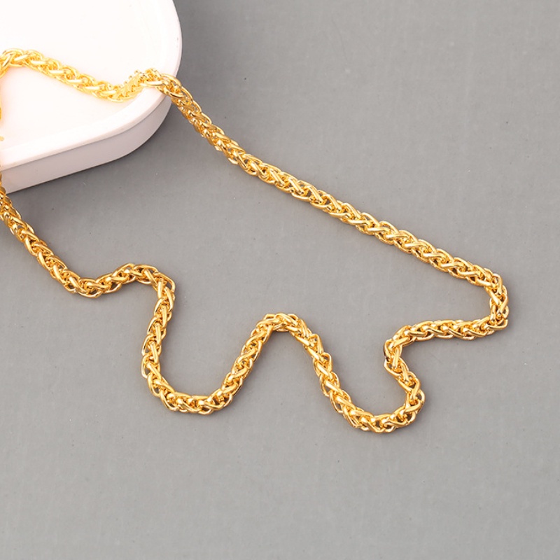 Rantai perak murni S925 Kalung 1.5 Mm Bulat Gandum Rantai Lebar/Panjang Yang Berbeda Berlapis Emas Perhiasan Hadiah