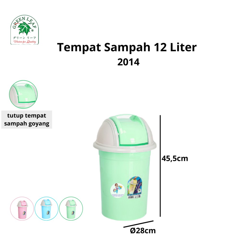 Tempat Sampah REXANA Dustbin 12 Liter 2014 Green leaf