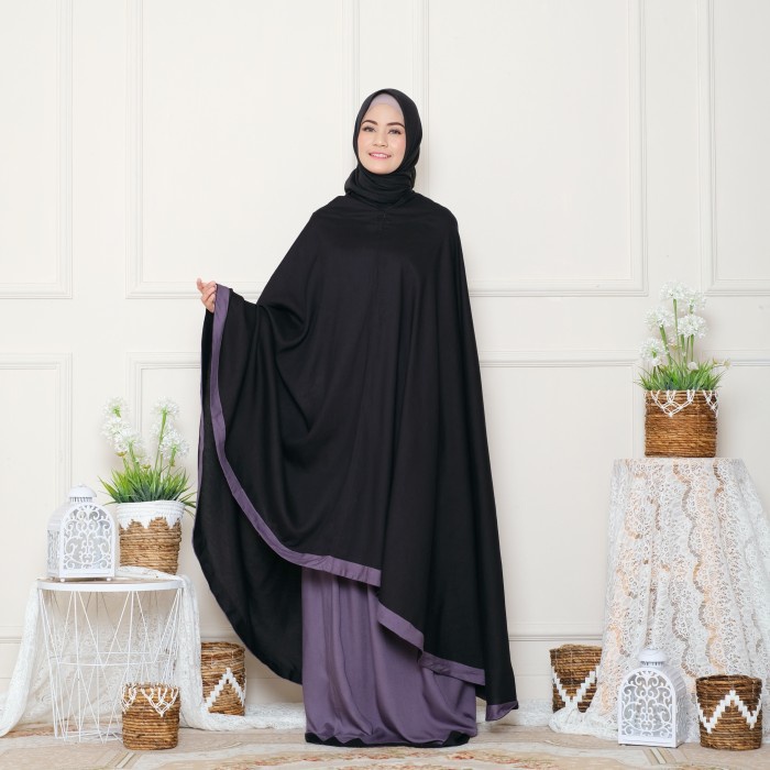 Mukena Zianisa New Salwa Purple-Black Allsize