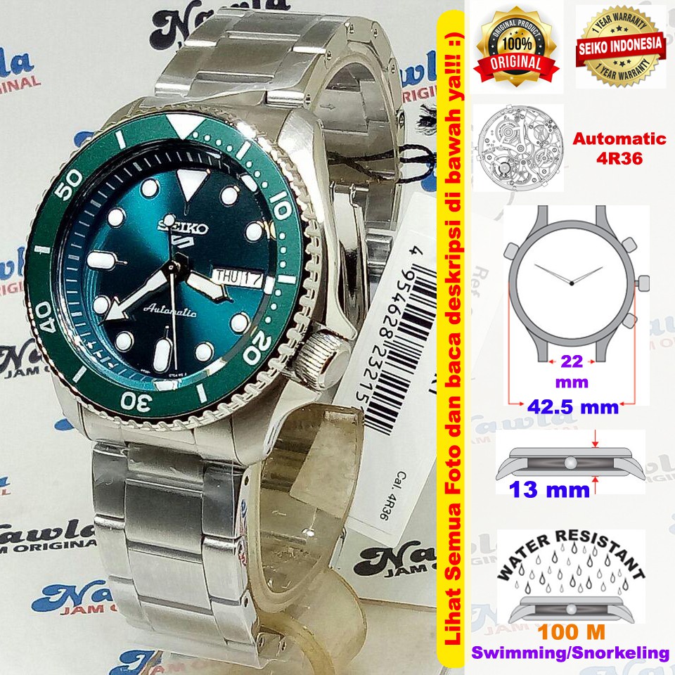 Seiko 5 Sports SRPD61K1 Automatic Green Dial - Jam Tangan Pria SRPD61