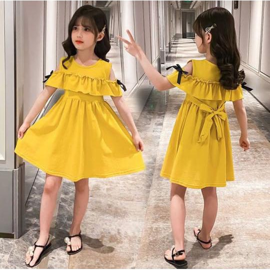 QUEEN FASHION - DRESS SABRINA YELLOW 585 / DRESS ANAK / TERBARU / GOOD QUALITIY