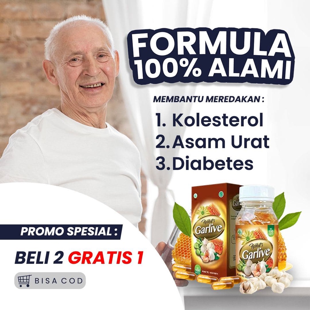 

BELI 2 GRATIS 1 HABBATS GARLIVE 200 KAPSUL GARLIVE KOLESTEROL DARAH TINGGI DIABETES ASAM URAT