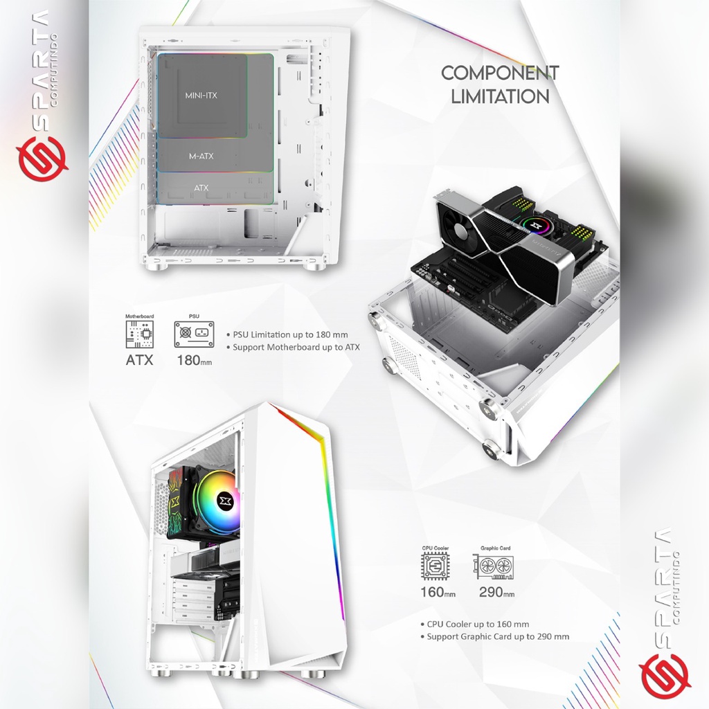 Casing Vurrion Vortex Froze Edition White Gaming Case