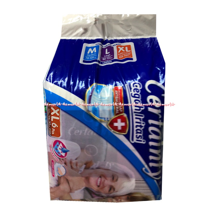 Certainty XL 6 Popok Perekat Cegah Iritasi Antibacterial Certainti XL6 Popok Dewasa Orang Tua Diapers Anti Bakteri Diaper Certainly