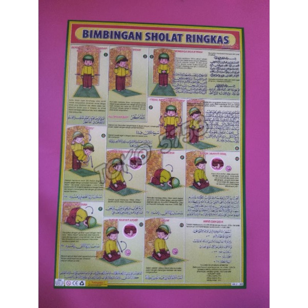 Poster tata cara sholat untuk belajar anak agar menjadi anak yang sholeh dan sholehah