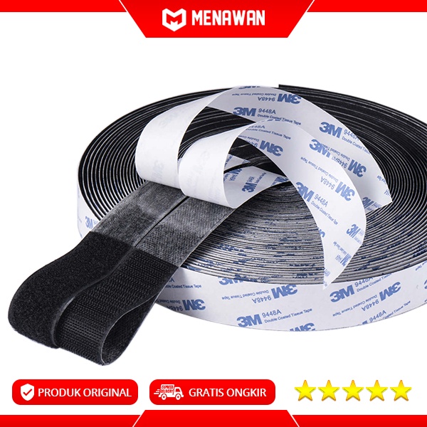 Zeus Double Tape Magic Reclosable Fastener Hook &amp; Loop Velcro Isolasi Lakban Pita Perekat 3M Per Roll