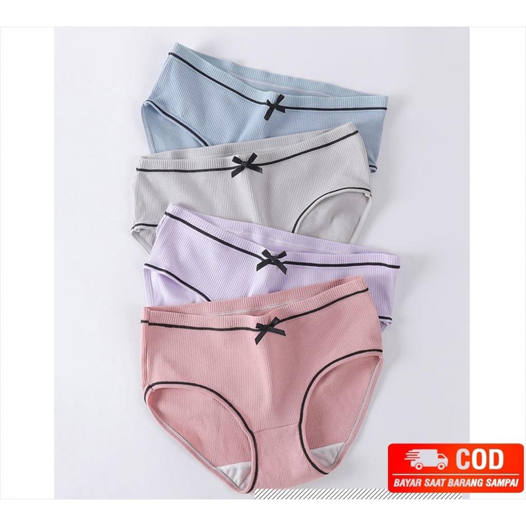 OTS 872 - Celana Dalam Wanita Polos List Pita Halus CD Cewek Import Underwear Wanita Sempak Dalaman Wanita