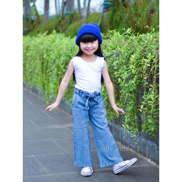 KULOT JEANS ANAK PEREMPUAN - CEWEK - CELANA KULOT JEANS ANAK ANAK TANGGUNG UMUR 4 - 10 TAHUN HITAM SENOW BIRU SENOW