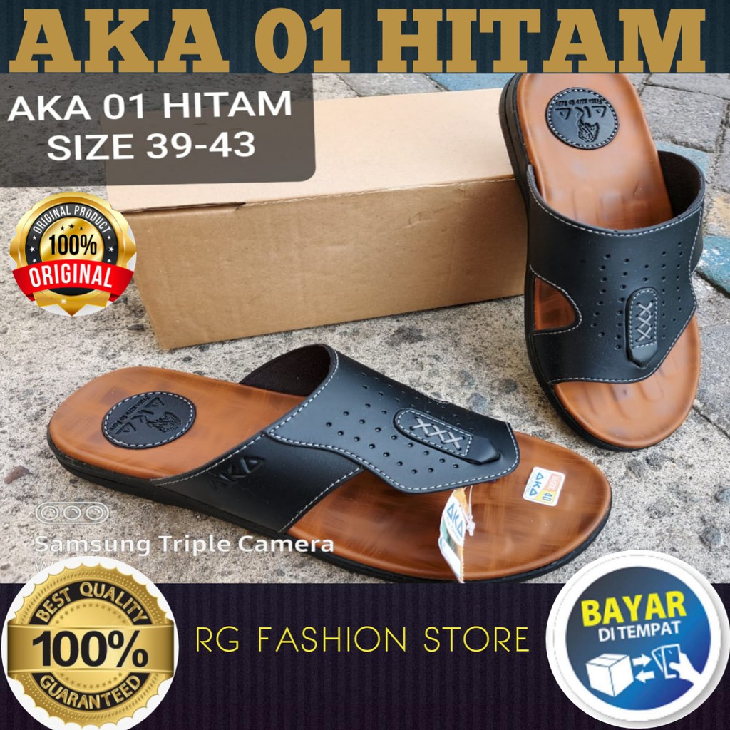 SANDAL AKA 01 HITAM/SANDAL COWOK KEREN/SANDAL MURAH BANGET/RG_FASHION STORE 05
