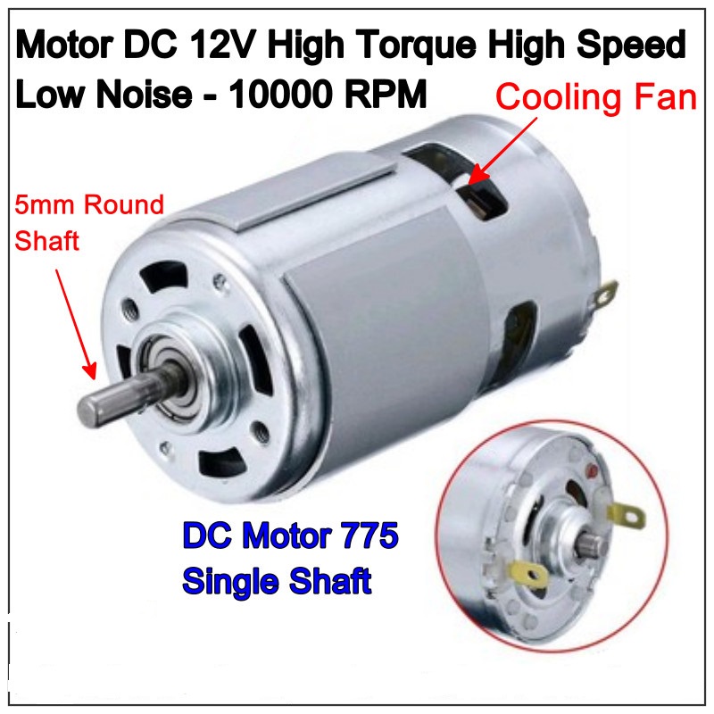 Motor DC 775 12V 10000rpm High Torsi Speed Dinamo Mesin Power Tools