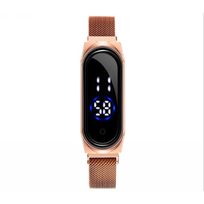 ⭐️𝐈𝐇𝐒 𝟎𝟎𝟒⭐️Jam Tangan Elektronik Digital LED Magnet Strap Watch Waterproof Wanita Pria Rantai-Rose Gold