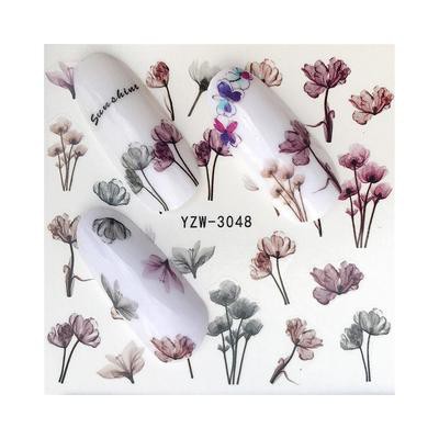 nail sticker water color flower nailart stiker bunga teratai water color nail kuku palsu