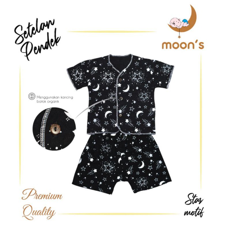 MOONS STELAN PENDEK SANTAI PREMIUM, SETELAN MAIN, SETELAN BAYI NEWBORN