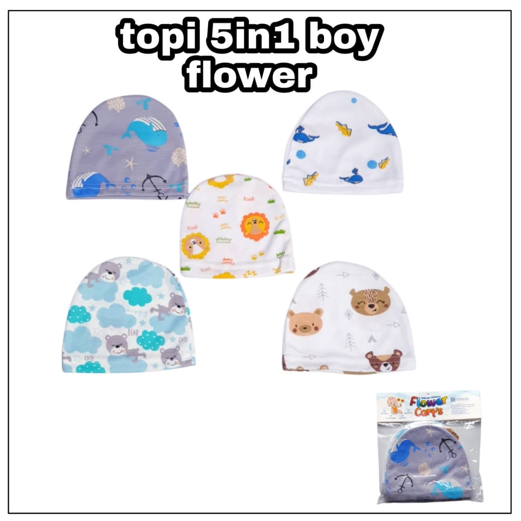 Flower Cart's Topi Bayi Newborn 5 in 1 - BOY / GIRL Series