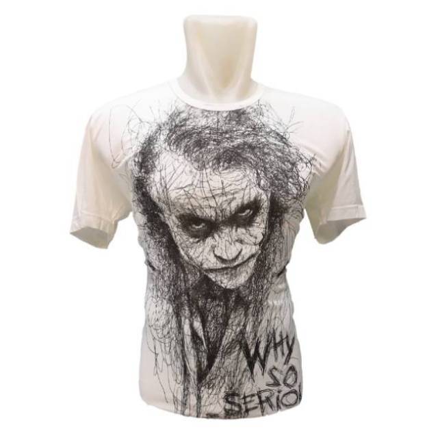 Baju Kaos Tshirt Superhero Joker Why So Serious White Big Size Jumbo Xl-XXXL Rhymes