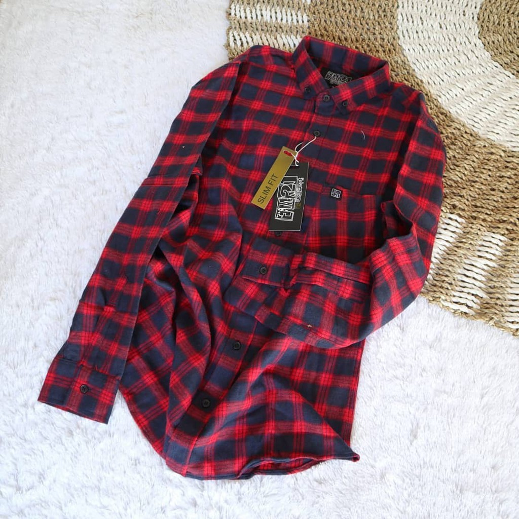 Kemeja flanel pria lengan panjang atasan wanita import kemeja flanel baju wanita terbaru kekinian-1