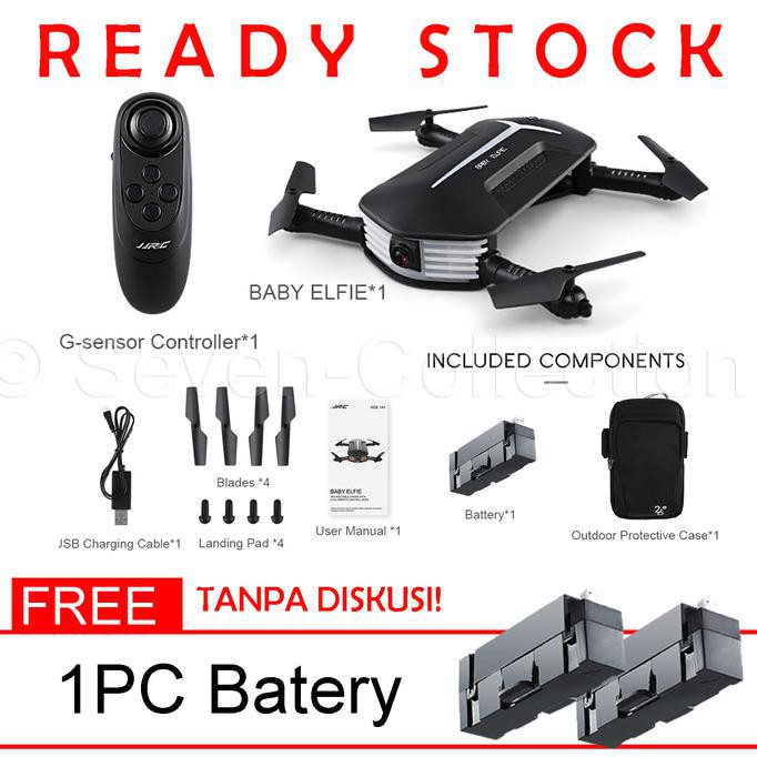 DISKON JJRC H37 Baby Elfie Drone WiFI 2nd Edition - Hitam Terlaris
