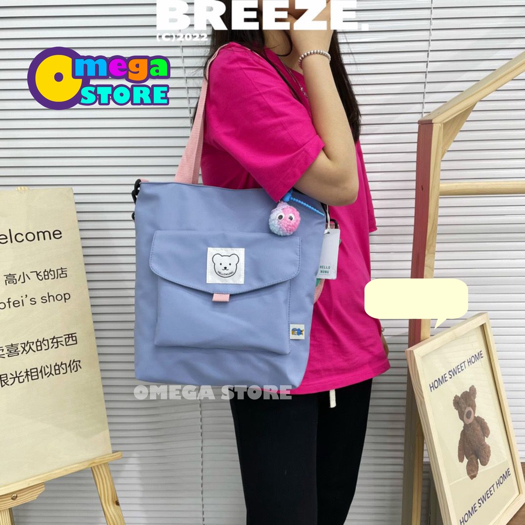 Tote Bag Wanita Resleting Tas Selempang Wanita Bahan Kanvas Tas Sekolah Anak Perempuan Fashion Korea Terbaru - 251