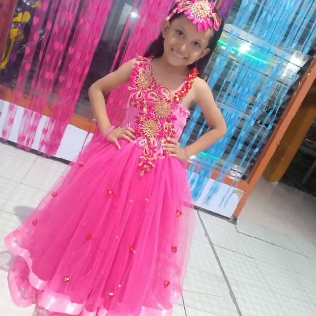 Gaun anak pink fanta