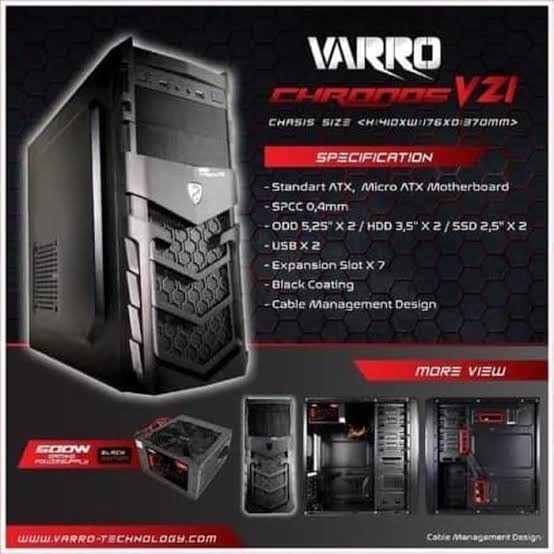 Casing Komputer Varro Chronos + Power Supply Varro 500Watt Chronos