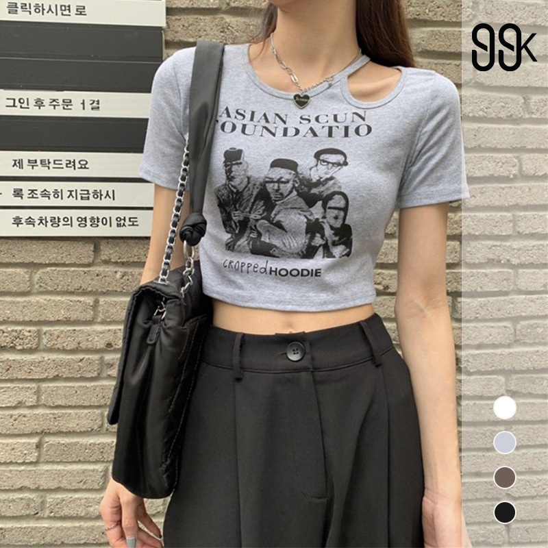 Korean Crop Top Asian Scun Atasan Lengan Pendek 2205 (S/M/L)