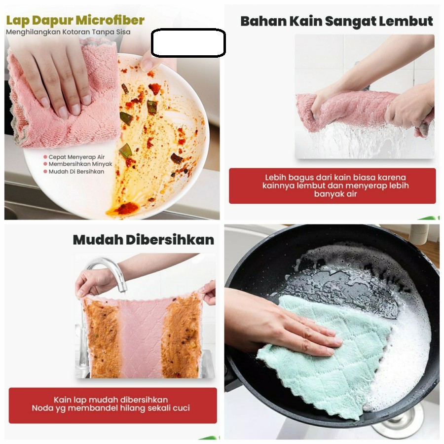 Kain Lap Microfiber Anti Minyak Serbaguna Besar 25 x 25cm