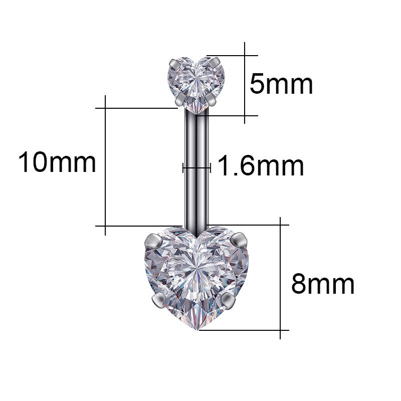 Anting Tindik Perut / Pusar Bahan Stainless Steel Dengan Kristal Zircon Untuk Wanita