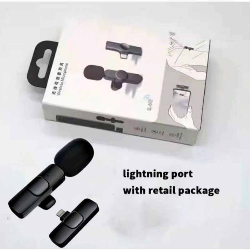 CLIP ON MIC PORTABLE LAVELIER MICROPHONE WIRELESS TYPE IOS / LIGHTNING UNTUK NGEVLOG / TIKTOK / YOUTUBERS